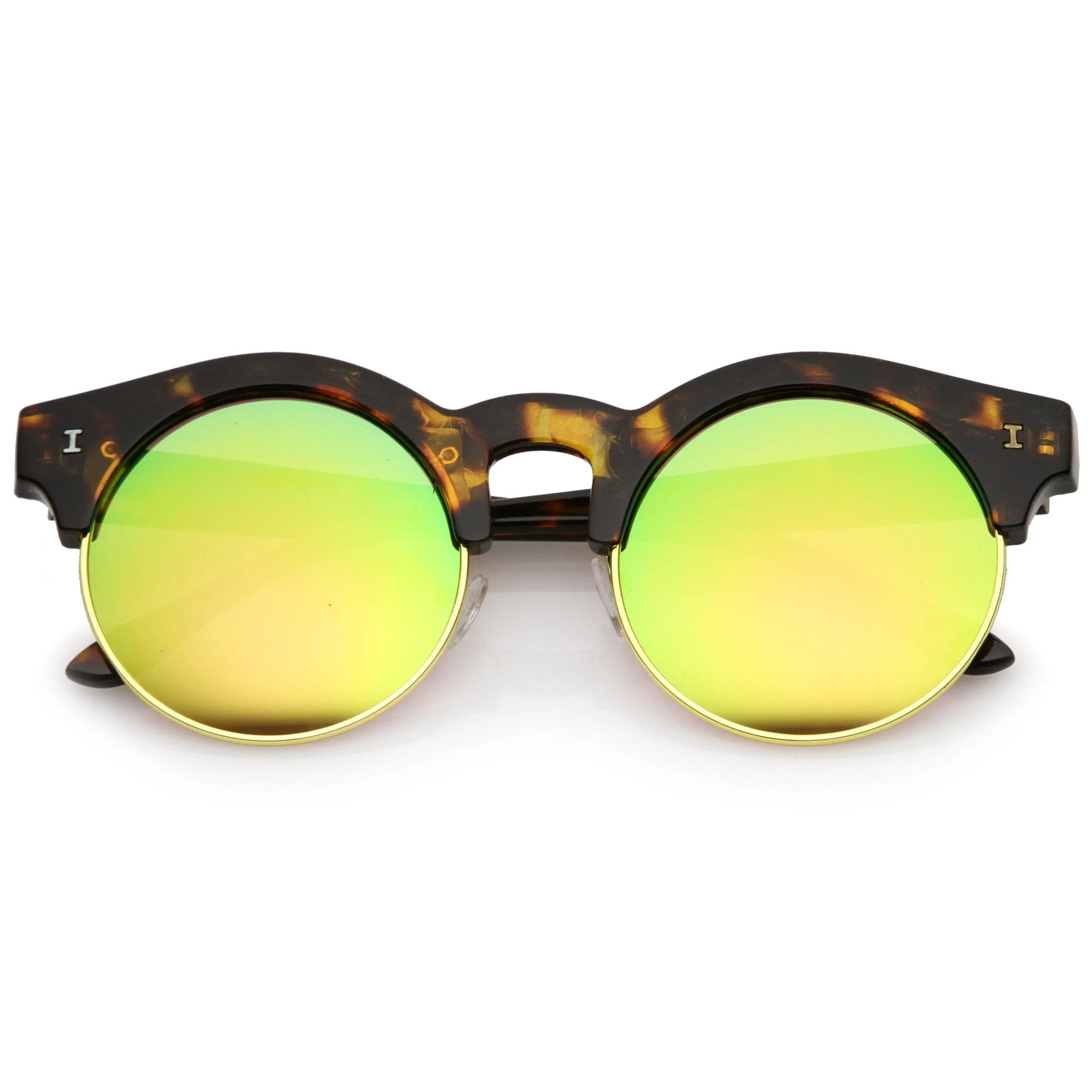 Retro Modern Round Horned Rim Half Frame Sunglasses A752
