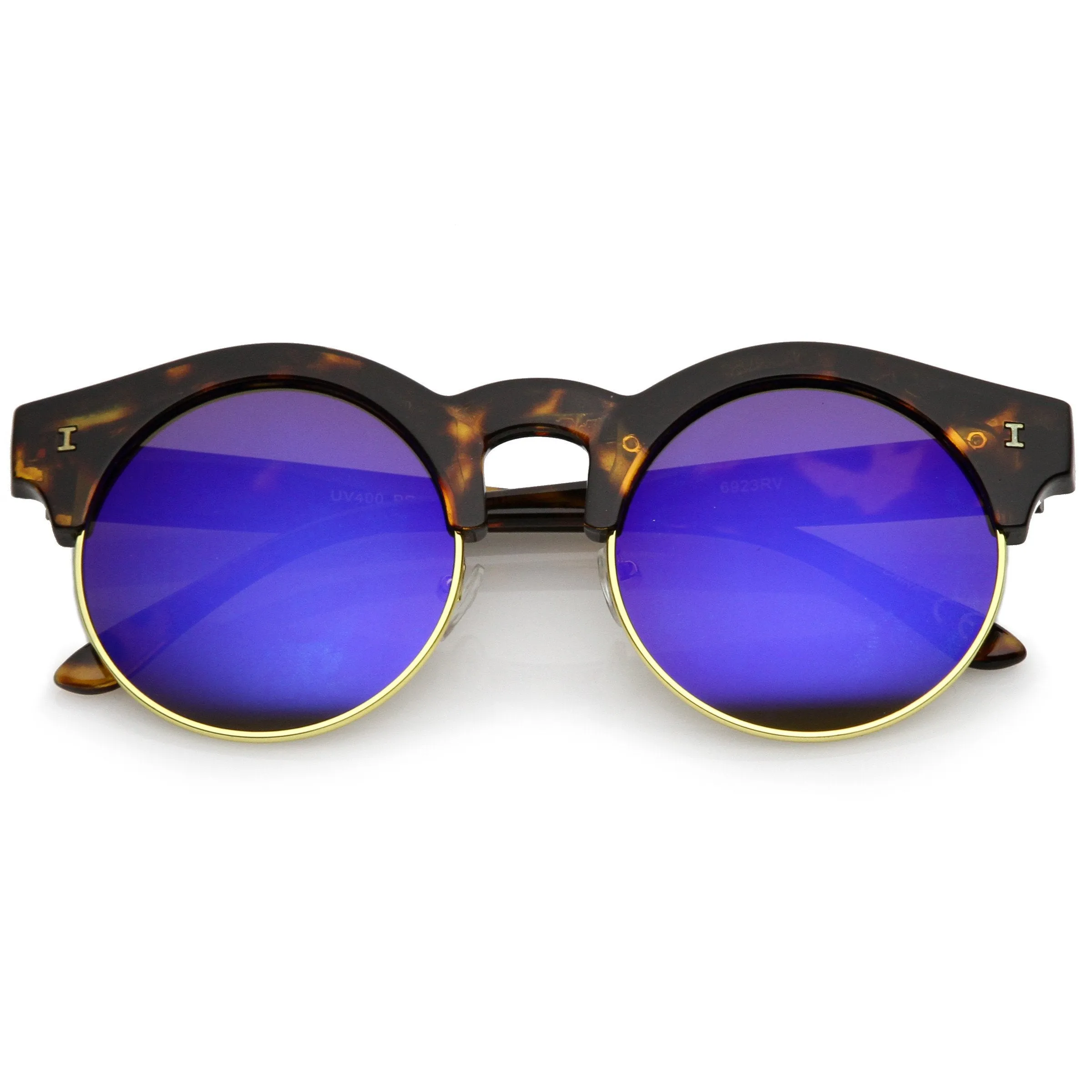 Retro Modern Round Horned Rim Half Frame Sunglasses A752