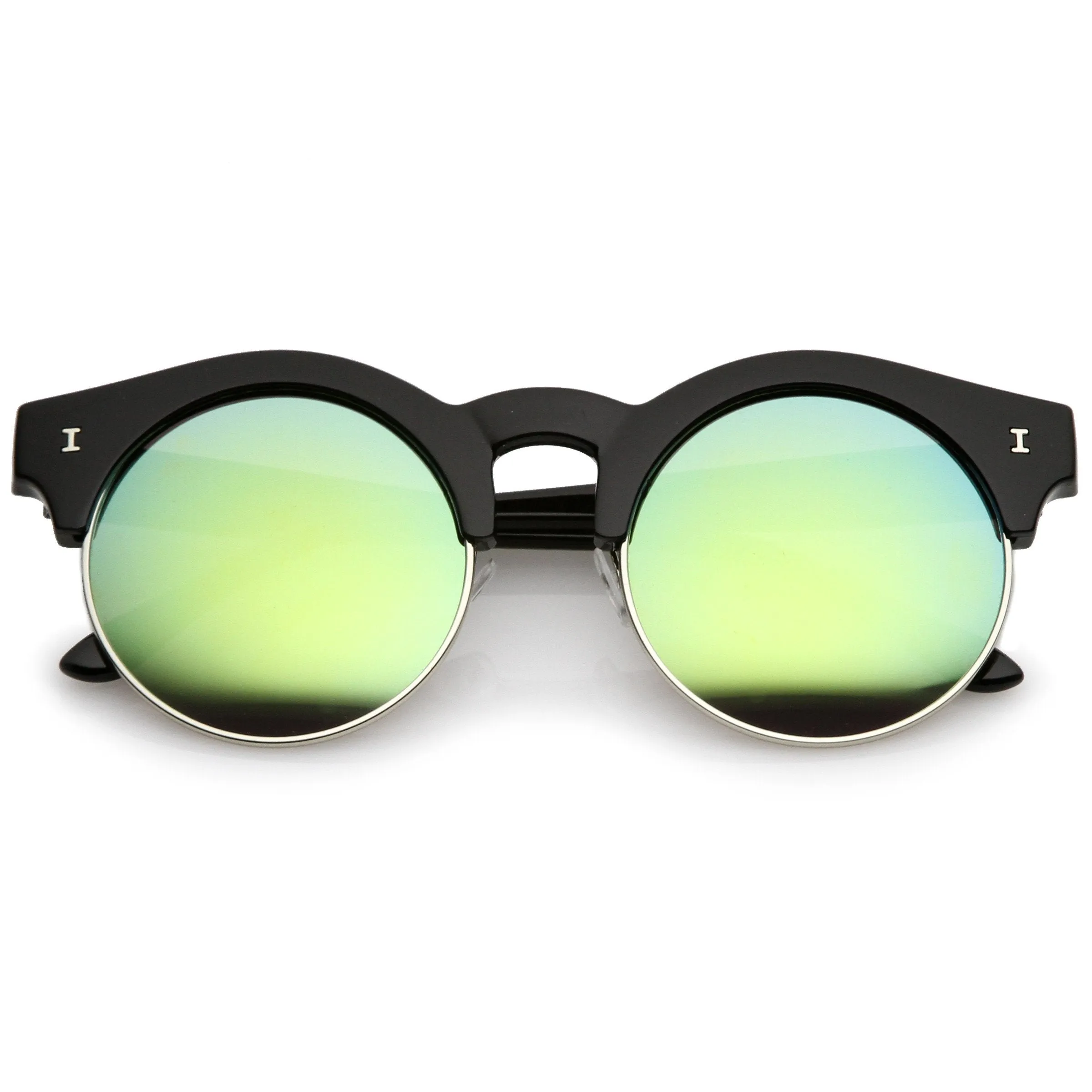 Retro Modern Round Horned Rim Half Frame Sunglasses A752