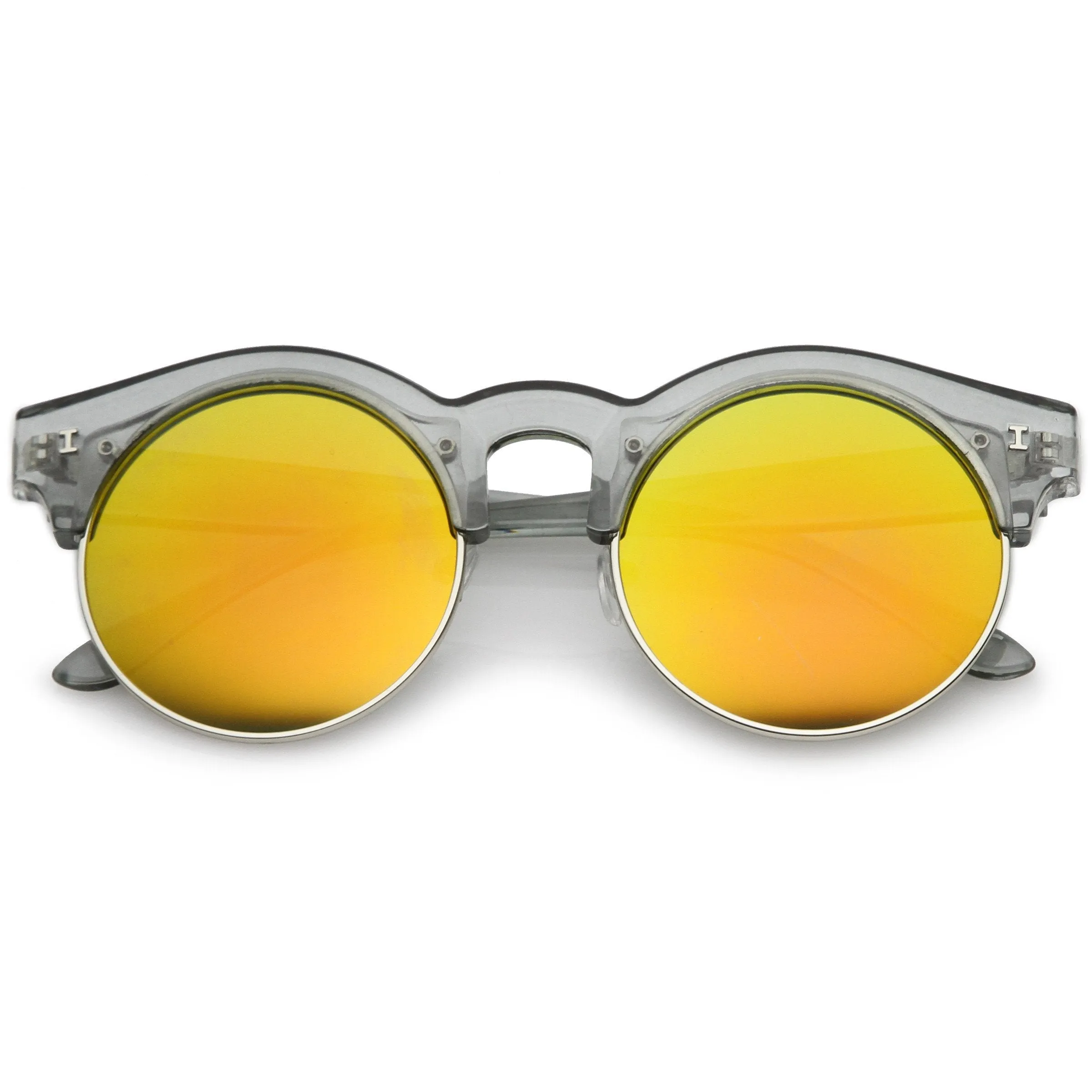 Retro Modern Round Horned Rim Half Frame Sunglasses A752