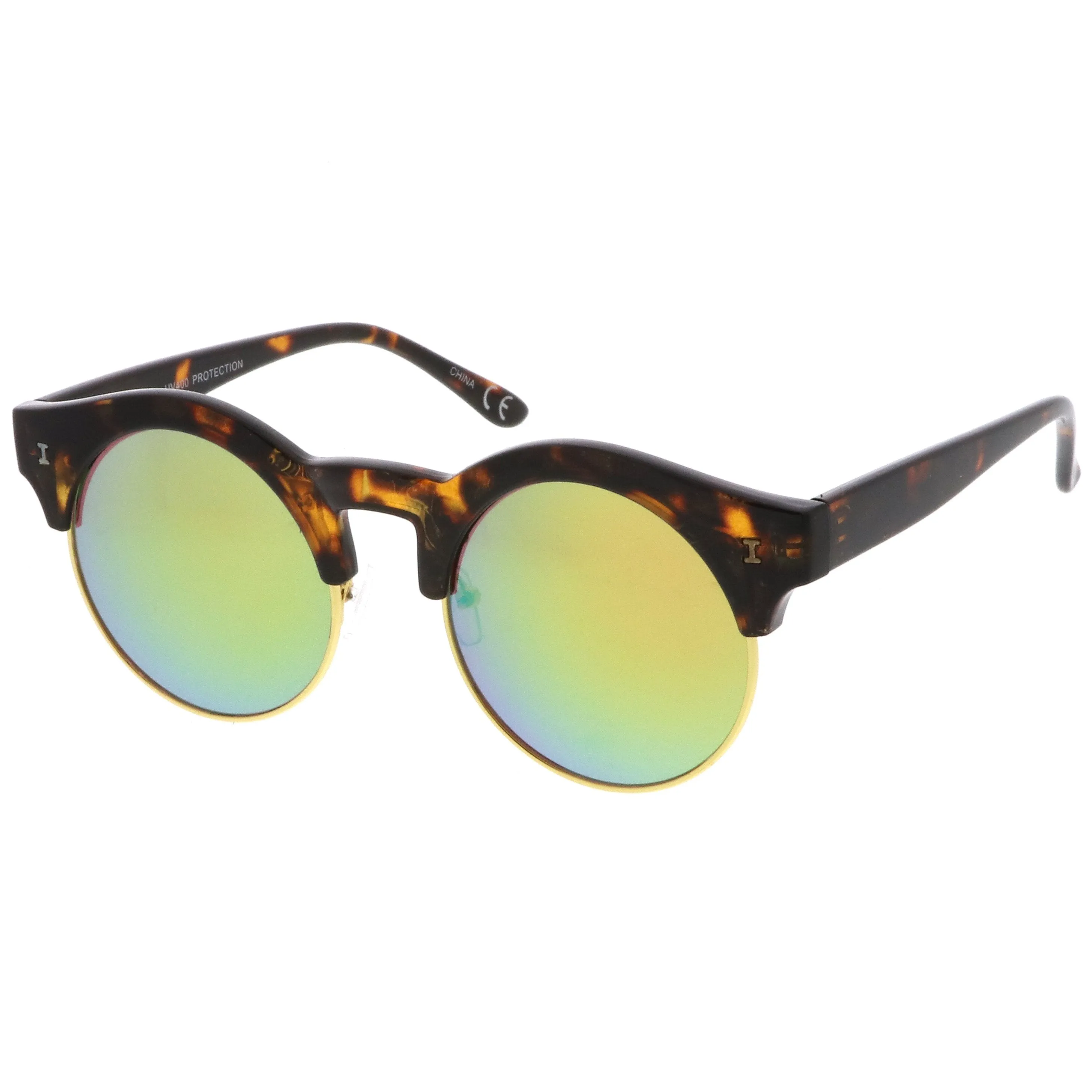 Retro Modern Round Horned Rim Half Frame Sunglasses A752