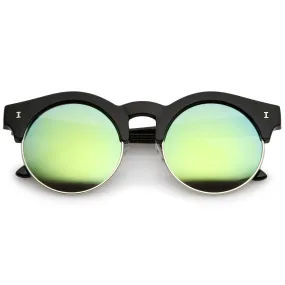 Retro Modern Round Horned Rim Half Frame Sunglasses A752