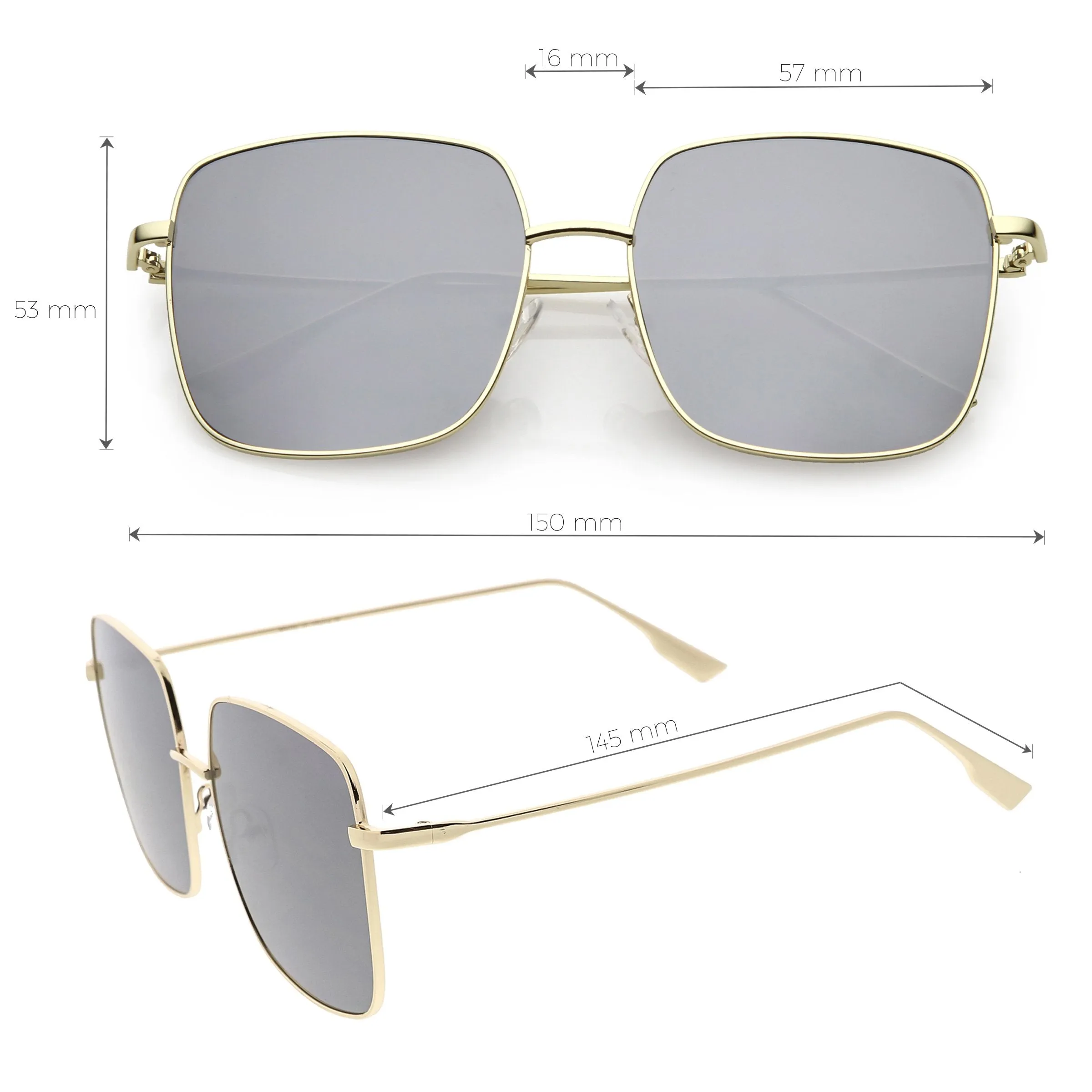 Retro Modern Women's Oversize Square Flat Lens Sunglasses C831