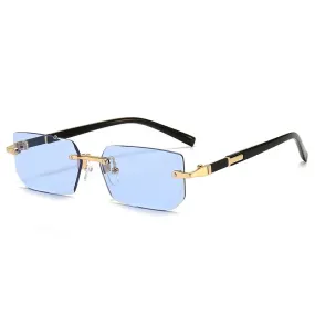 Rimless Sunglasses Rectangle Women Men