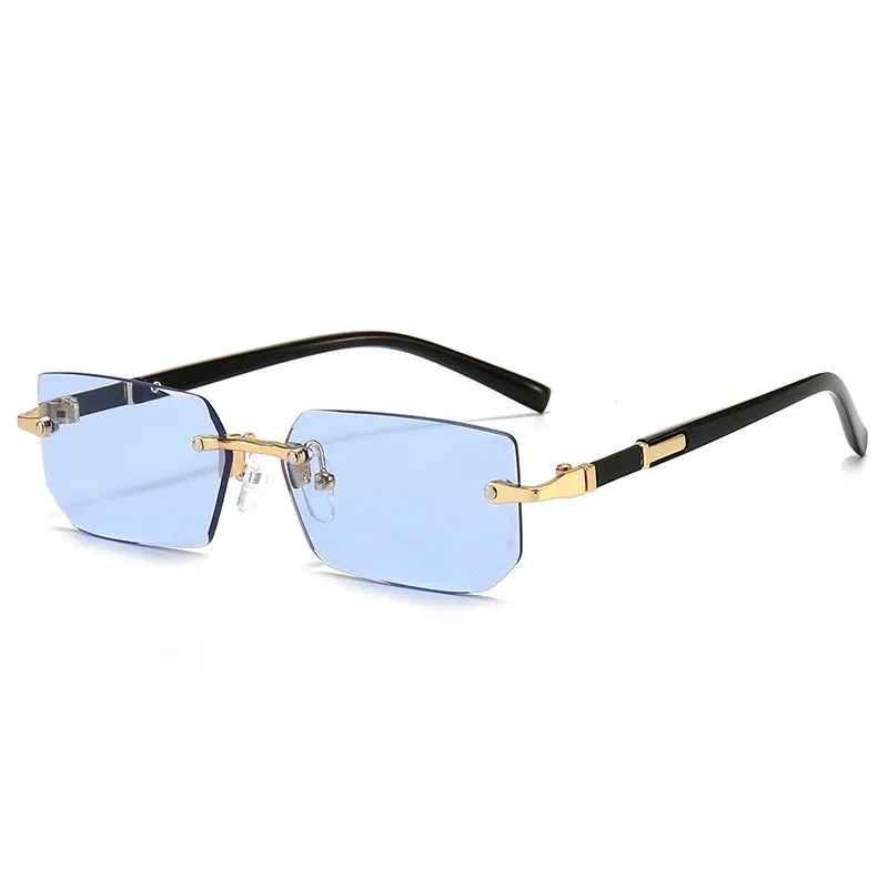 Rimless Sunglasses Rectangle Women Men