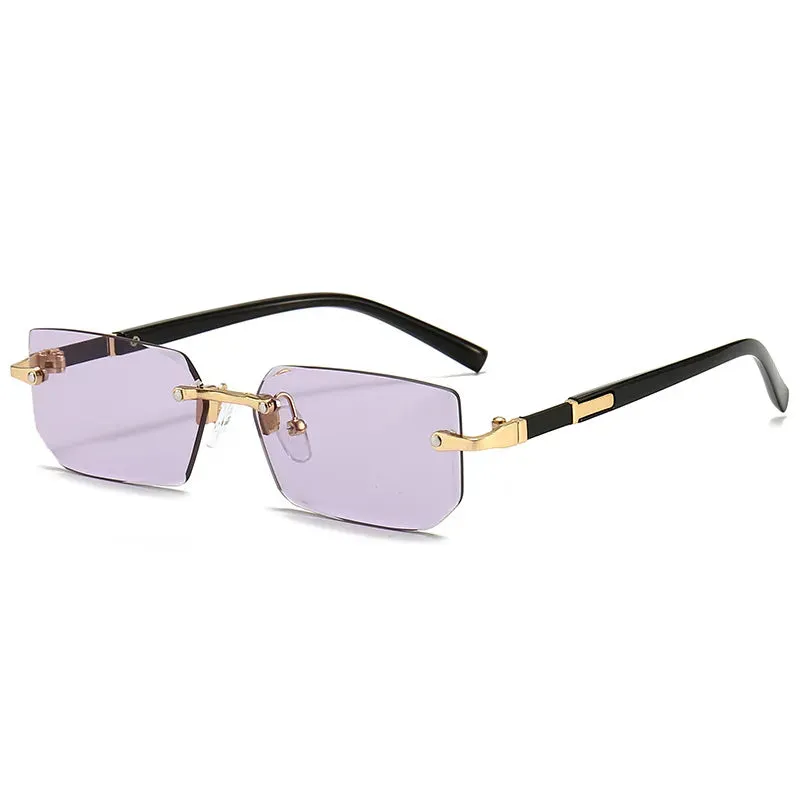 Rimless Sunglasses Rectangle Women Men
