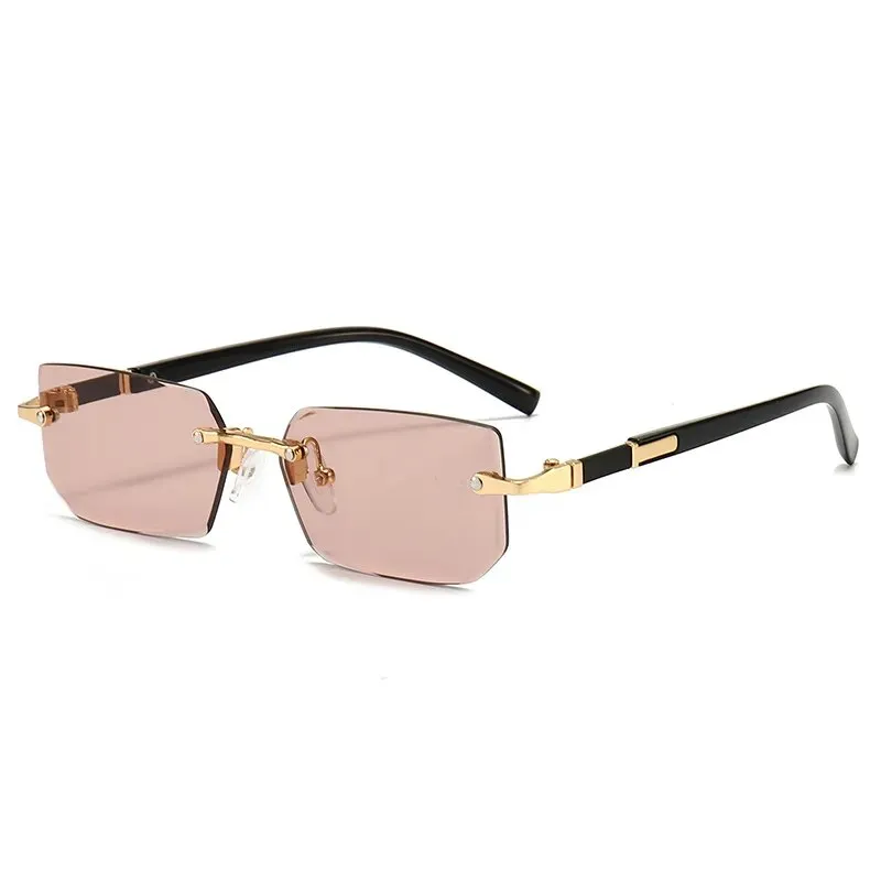 Rimless Sunglasses Rectangle Women Men
