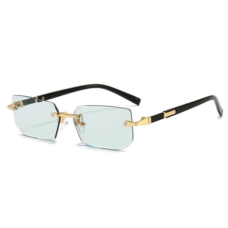 Rimless Sunglasses Rectangle Women Men