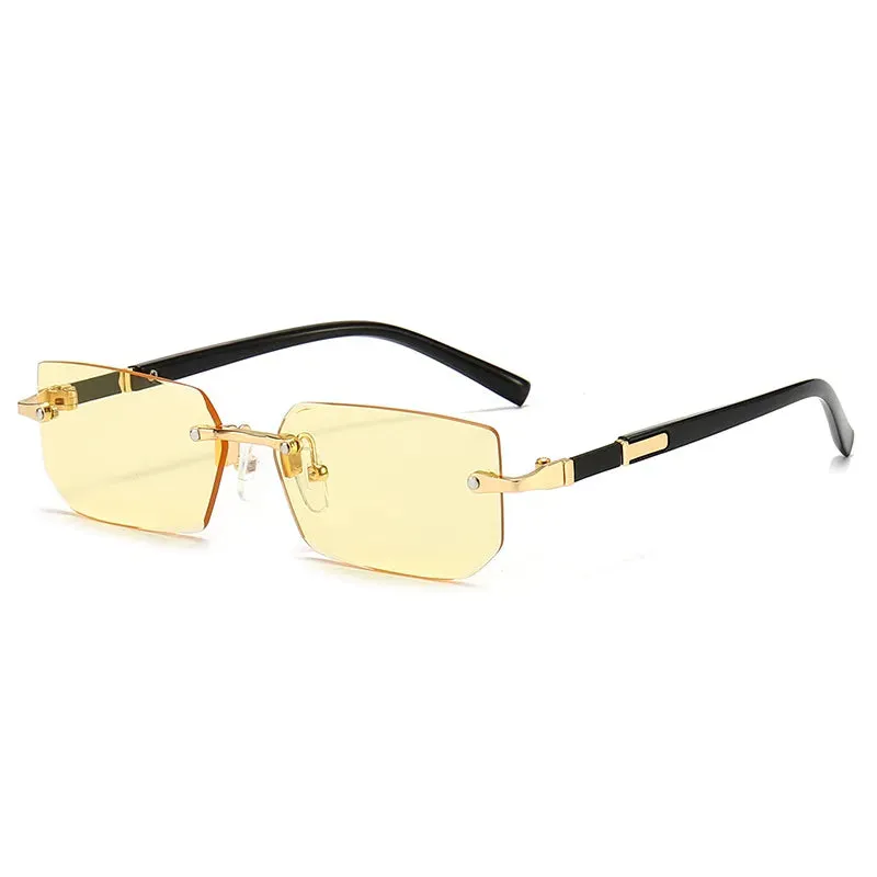Rimless Sunglasses Rectangle Women Men