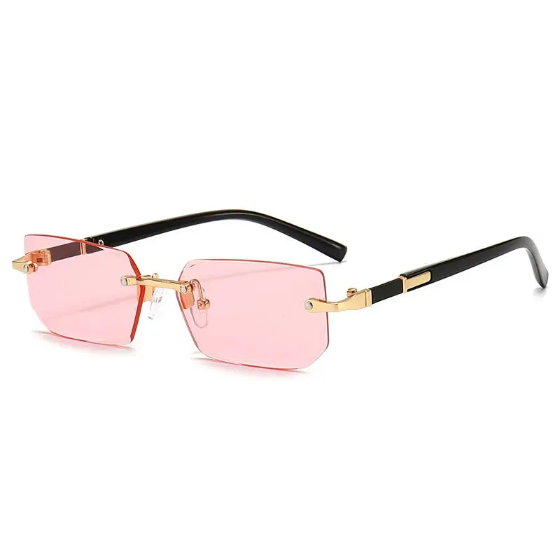 Rimless Sunglasses Rectangle Women Men