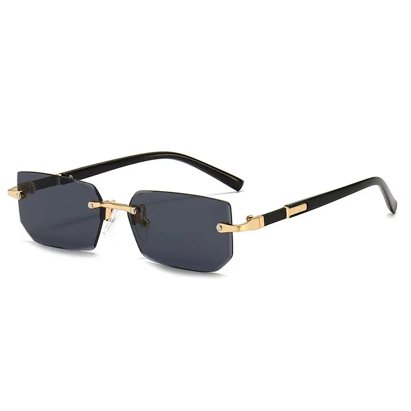 Rimless Sunglasses Rectangle Women Men