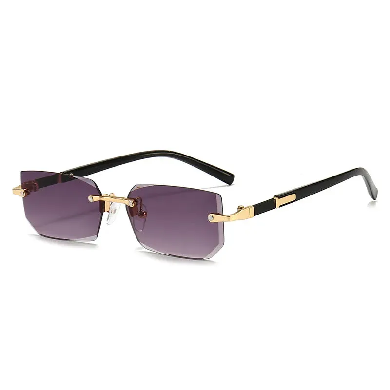 Rimless Sunglasses Rectangle Women Men
