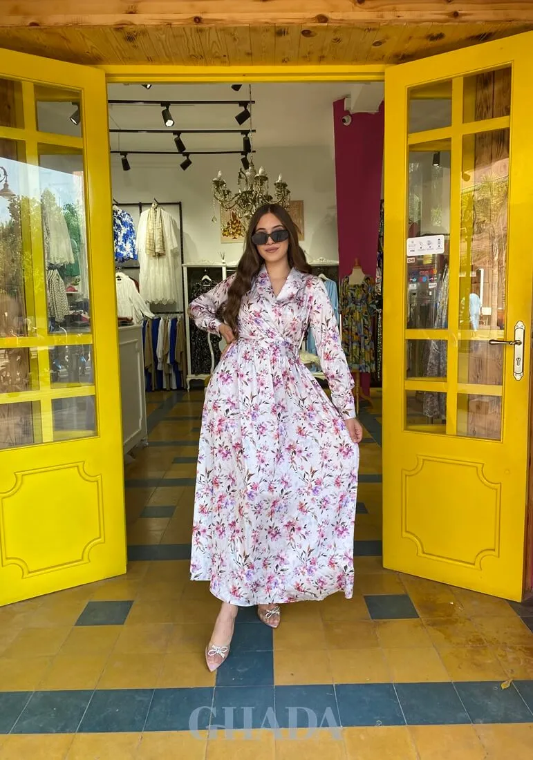 Robe blanche imprimée floral