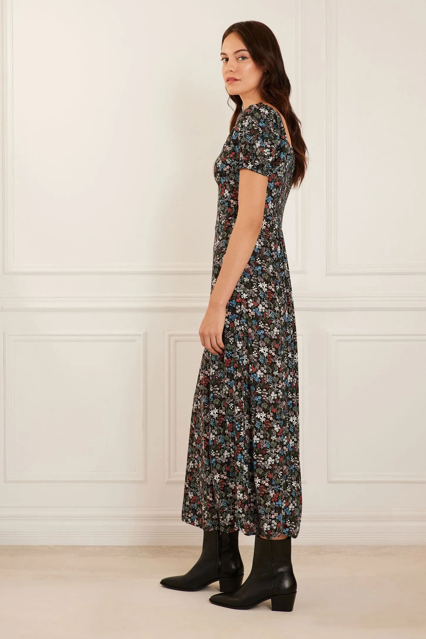 Robe longues col en coeur manches bouffantes - Femme