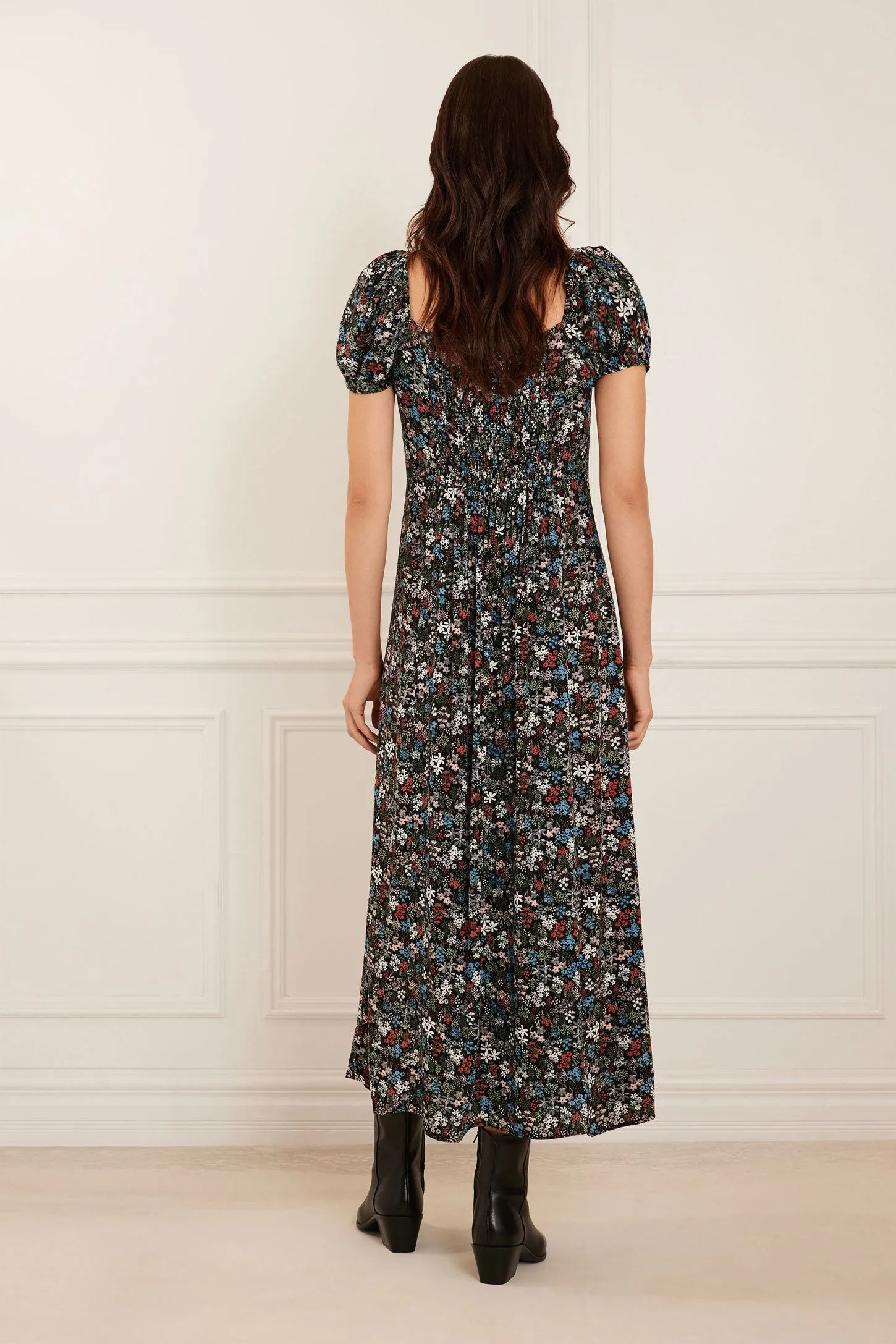 Robe longues col en coeur manches bouffantes - Femme