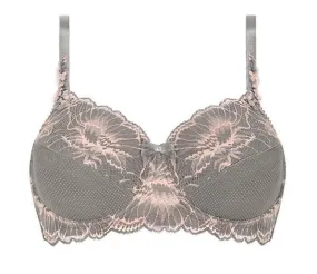 *SALE* Mastectomy Bra 'Floral Chic Wire Free Soft Cup' Grey/Rose