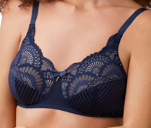 *SALE* Mastectomy Bra 'Karolina Wire Free Soft Cup' Dark Blue/Nude