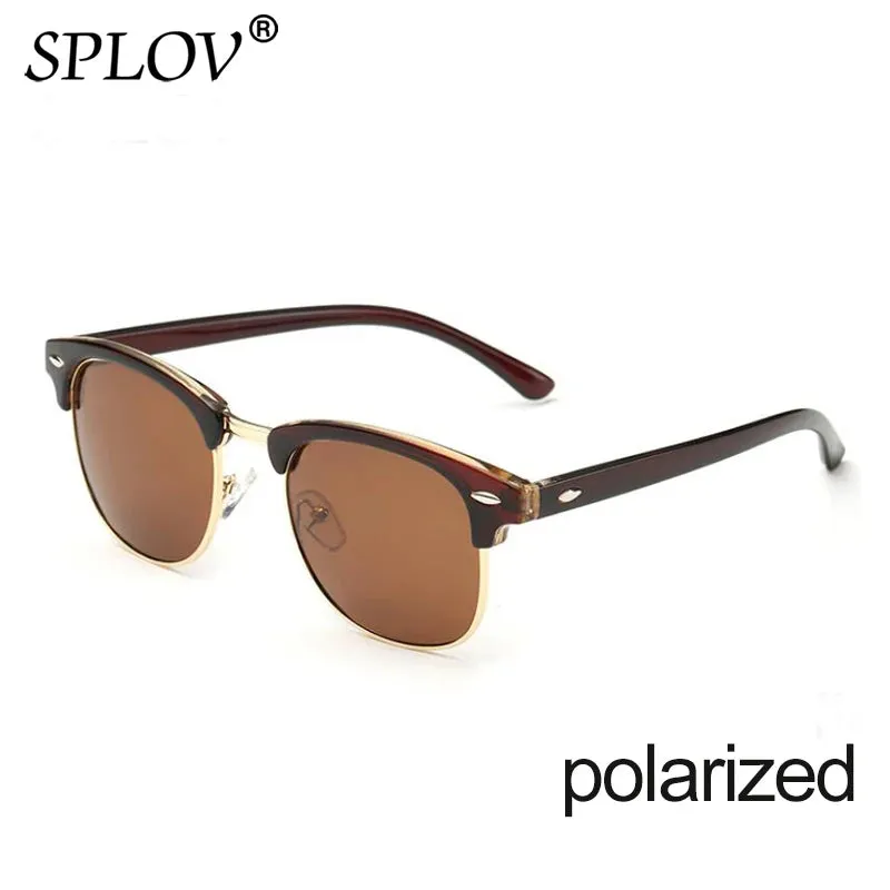 Semi Rimless Polarized Sunglasses Unisex Designer Half Frame Eyewear