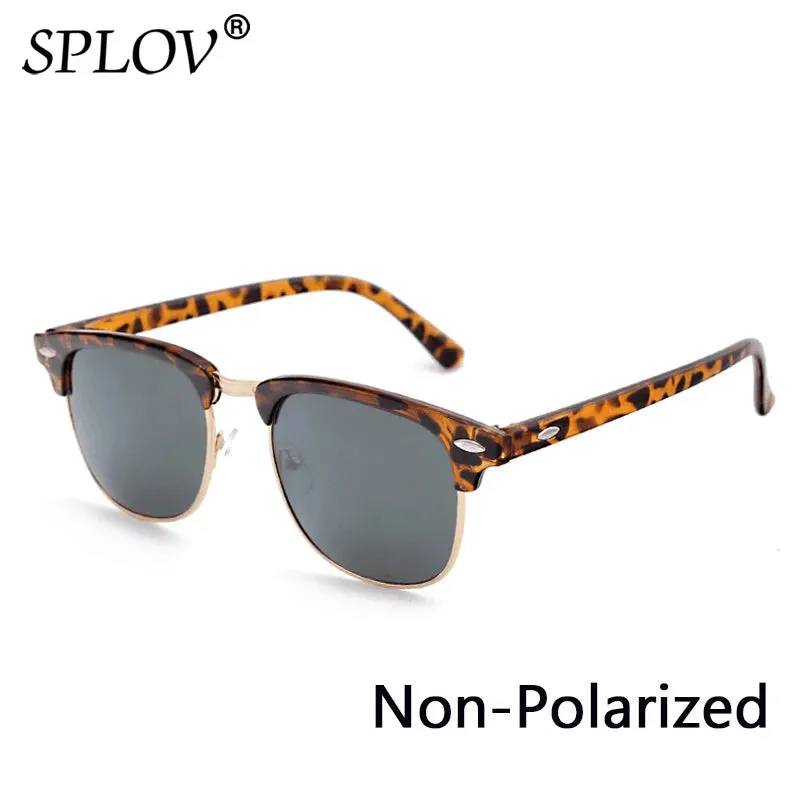 Semi Rimless Polarized Sunglasses Unisex Designer Half Frame Eyewear