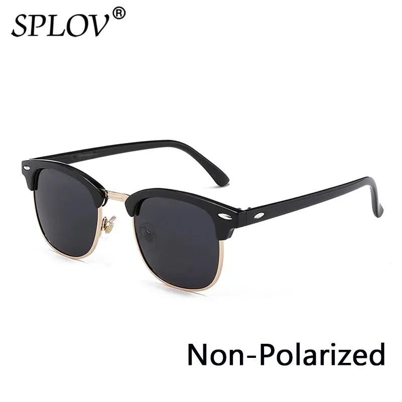 Semi Rimless Polarized Sunglasses Unisex Designer Half Frame Eyewear