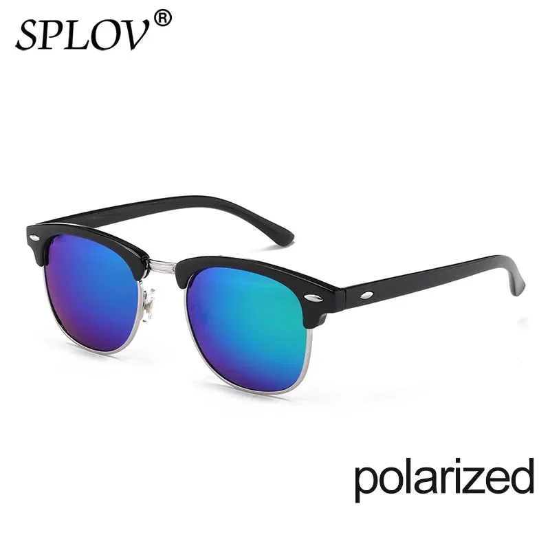 Semi Rimless Polarized Sunglasses Unisex Designer Half Frame Eyewear