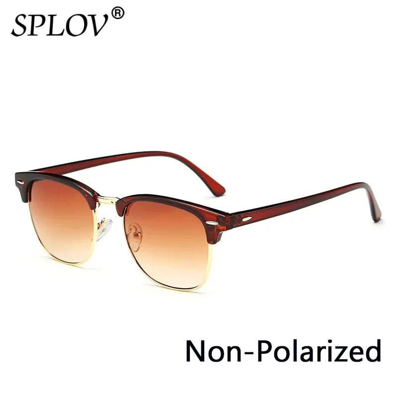 Semi Rimless Polarized Sunglasses Unisex Designer Half Frame Eyewear
