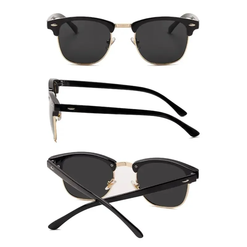 Semi Rimless Polarized Sunglasses Unisex Designer Half Frame Eyewear
