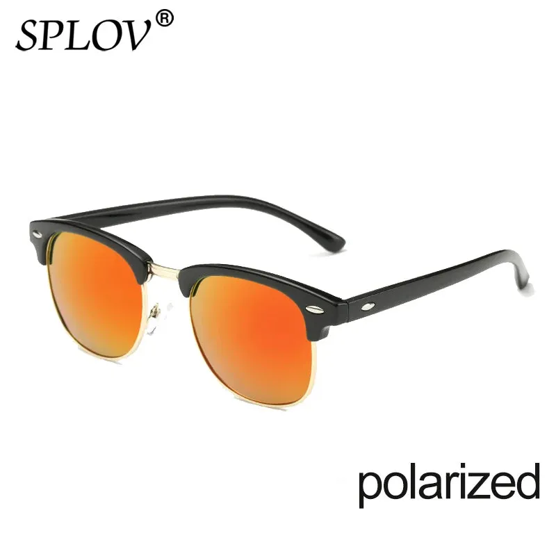 Semi Rimless Polarized Sunglasses Unisex Designer Half Frame Eyewear