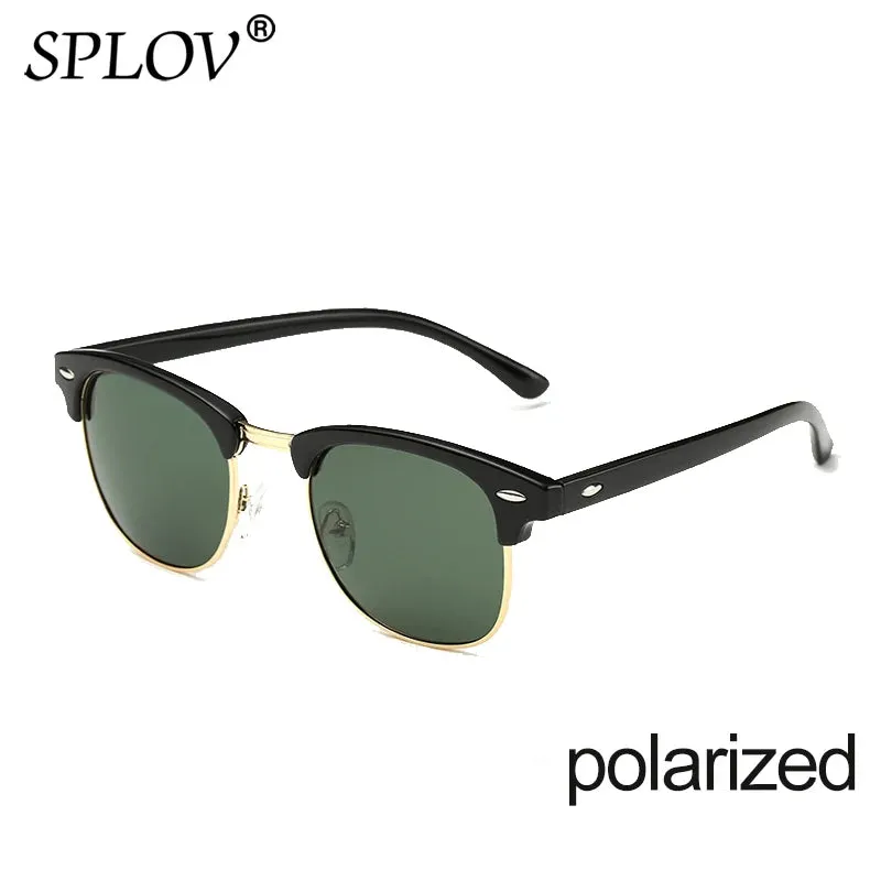 Semi Rimless Polarized Sunglasses Unisex Designer Half Frame Eyewear
