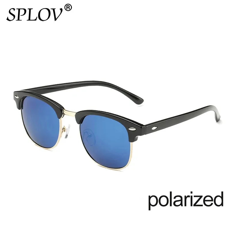 Semi Rimless Polarized Sunglasses Unisex Designer Half Frame Eyewear