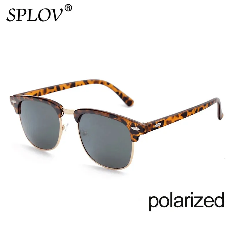 Semi Rimless Polarized Sunglasses Unisex Designer Half Frame Eyewear