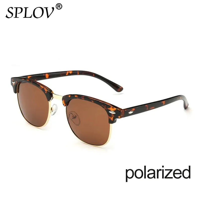 Semi Rimless Polarized Sunglasses Unisex Designer Half Frame Eyewear