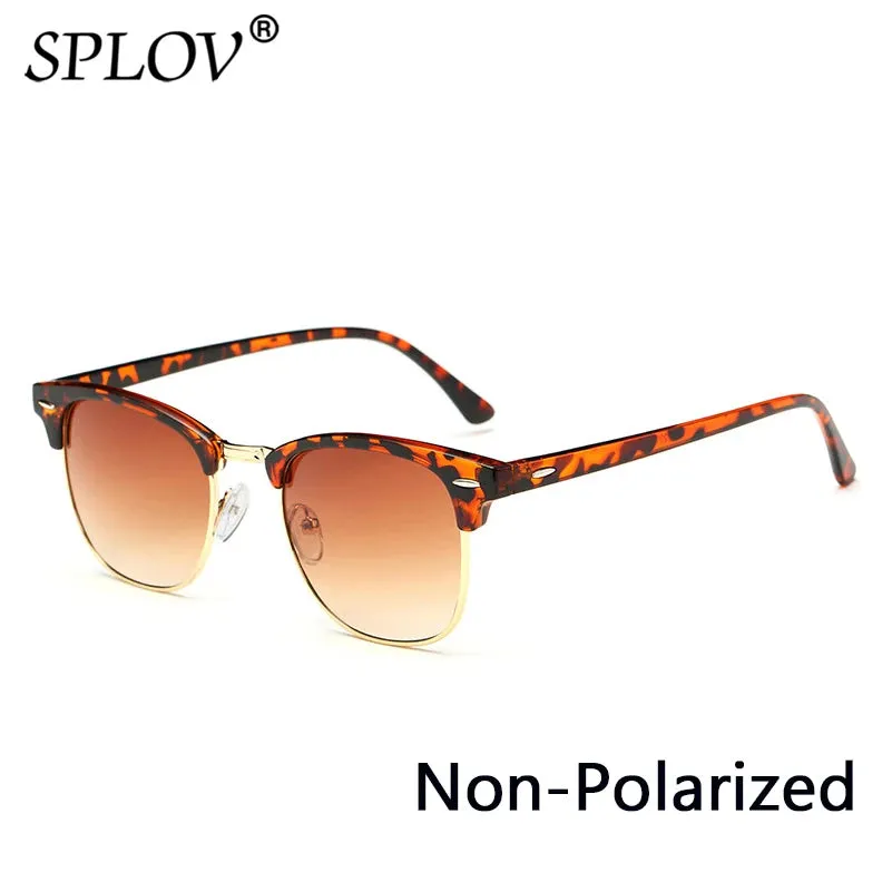 Semi Rimless Polarized Sunglasses Unisex Designer Half Frame Eyewear