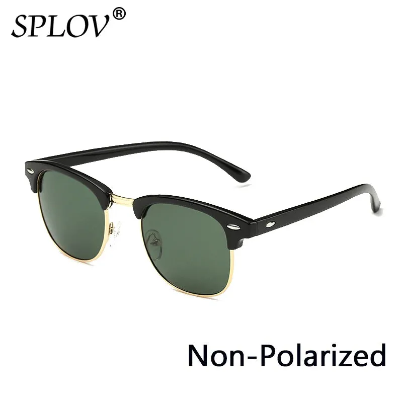 Semi Rimless Polarized Sunglasses Unisex Designer Half Frame Eyewear