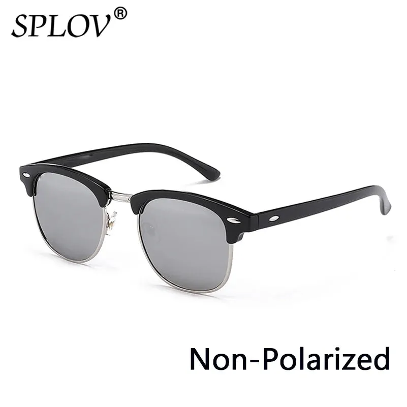 Semi Rimless Polarized Sunglasses Unisex Designer Half Frame Eyewear