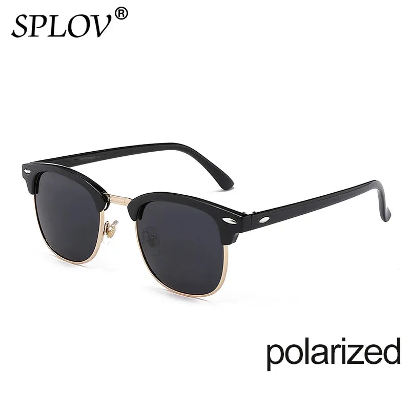 Semi Rimless Polarized Sunglasses Unisex Designer Half Frame Eyewear
