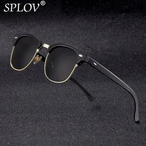 Semi Rimless Polarized Sunglasses Unisex Designer Half Frame Eyewear