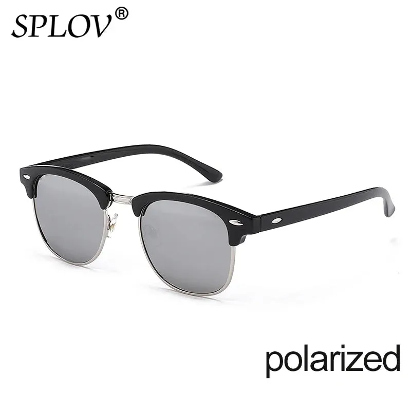 Semi Rimless Polarized Sunglasses Unisex Designer Half Frame Eyewear