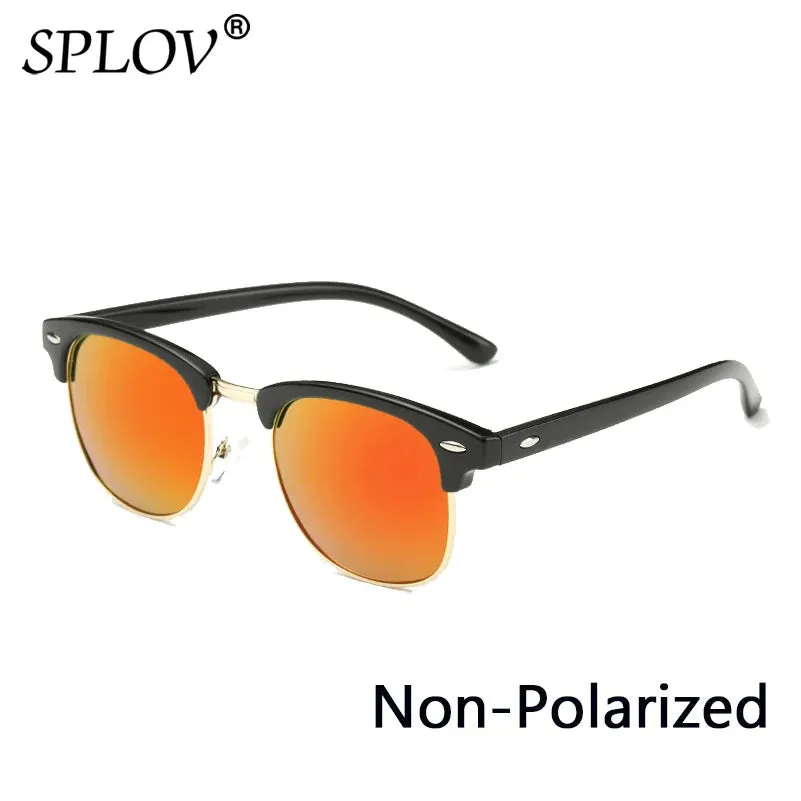 Semi Rimless Polarized Sunglasses Unisex Designer Half Frame Eyewear