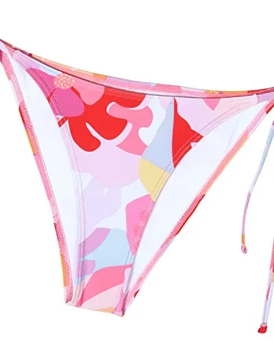 Sexy Halter Bikini Top Triangle Bikini Set Beach Wear Bikini Set-Pink Floral