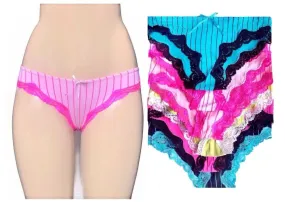 Silky Panties with Stripes and Lace