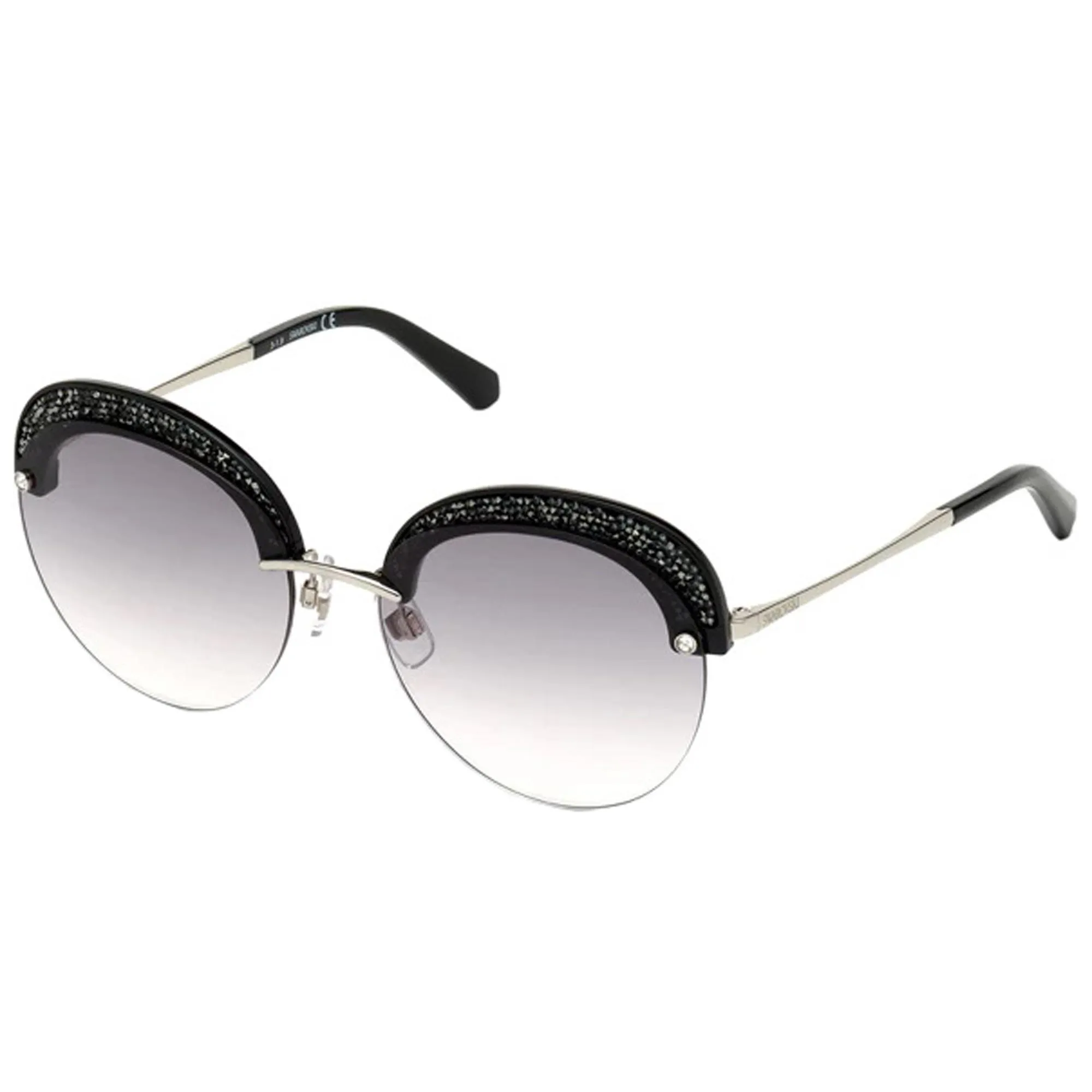 Swarovski Women's Sunglasses - Grey Gradient Lens Round Metal Frame | SK0256 16B