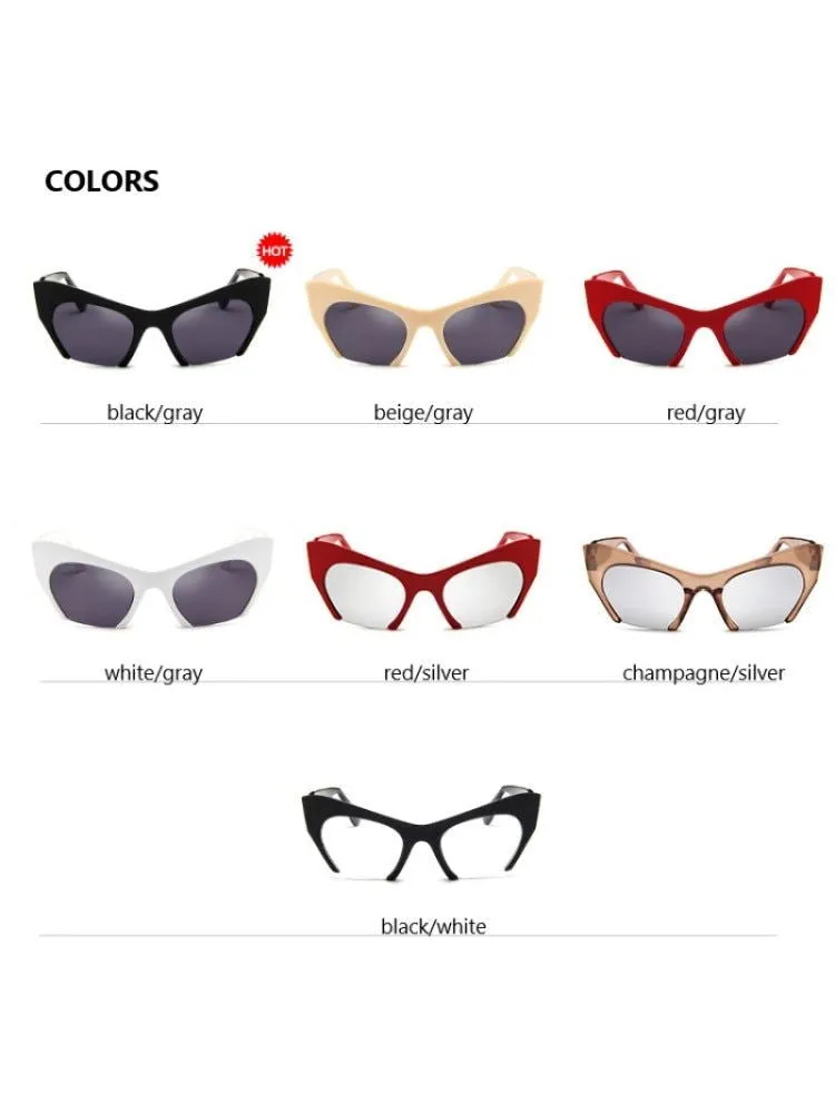 Transparent Half Frame Cat Eye Anti-Reflective Sunglasses