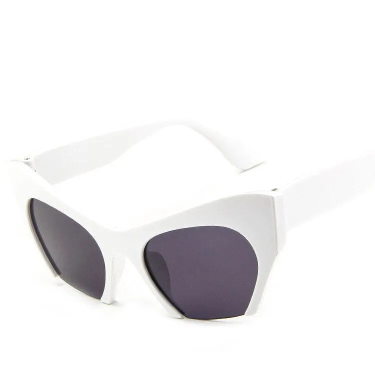 Transparent Half Frame Cat Eye Anti-Reflective Sunglasses