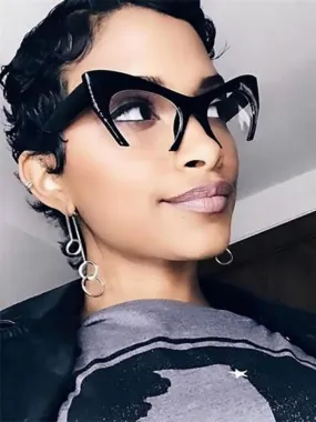Transparent Half Frame Cat Eye Anti-Reflective Sunglasses