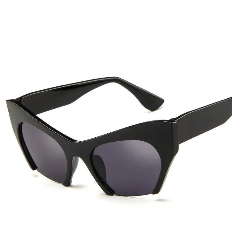 Transparent Half Frame Cat Eye Anti-Reflective Sunglasses