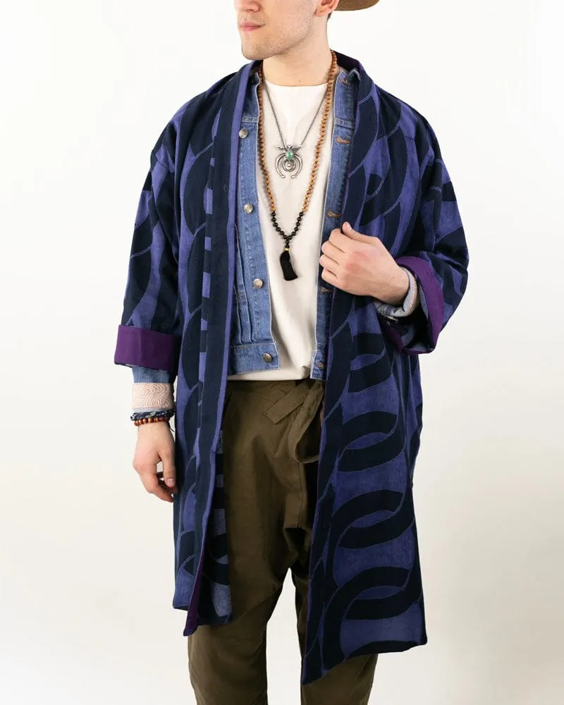 Wa-Modern Haori Robe, Indigo, Watsunagi