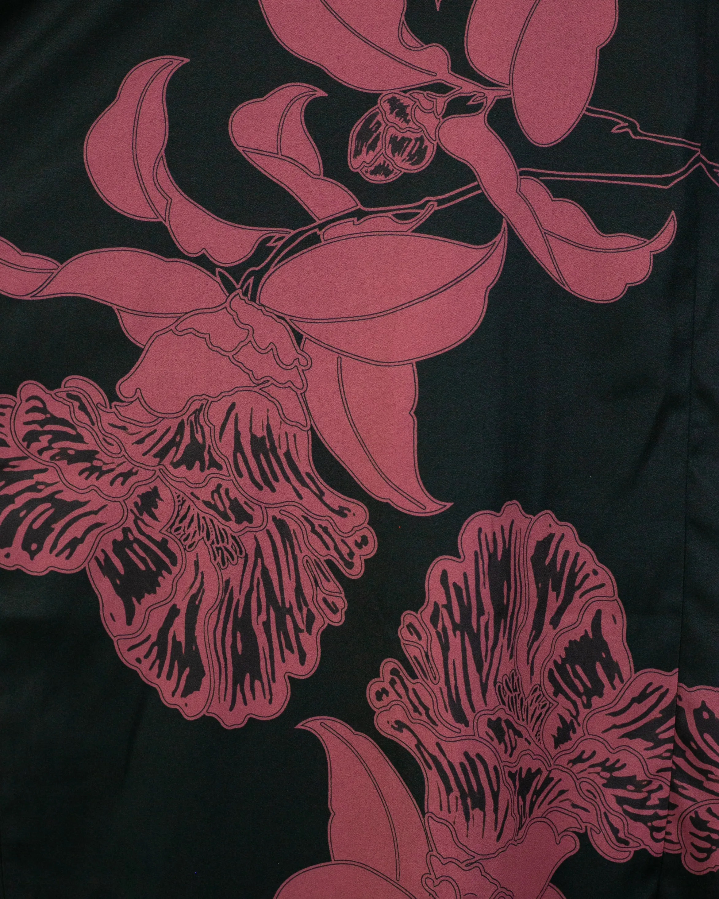 Wa-Modern Haori Robe, Red Flower Pattern