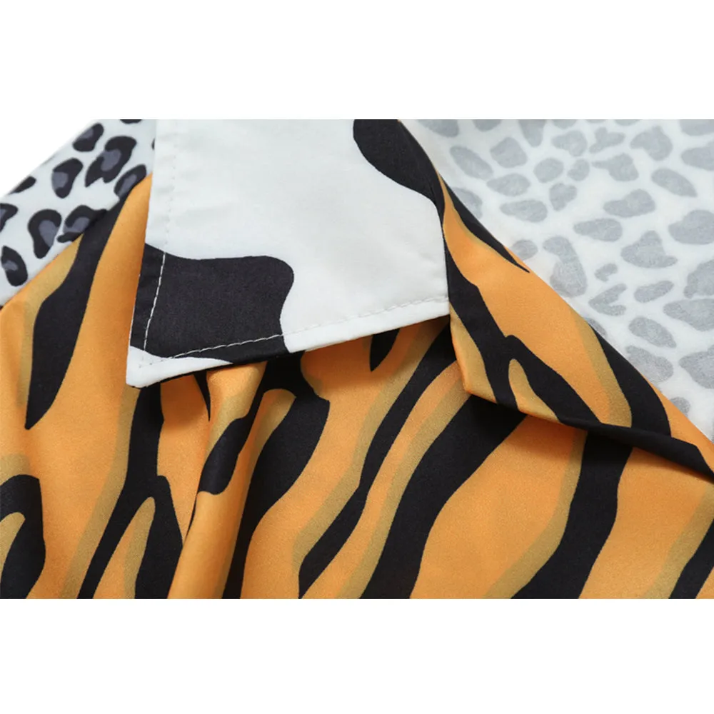 Wild Print Short Sleeve Button Up