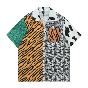 Wild Print Short Sleeve Button Up